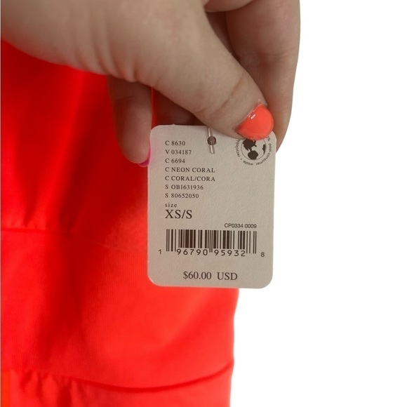 Free People Movement Every Single Time Runsie Neon Coral Romper Sz XS/S NWT - Picture 9 of 16